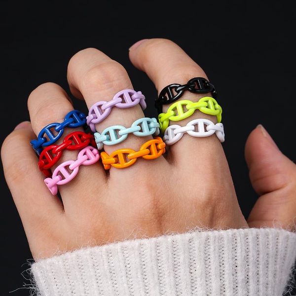 

cluster rings 2021 trend colorful candy women's ring neon metal adjustable open for women jewelry gift, Golden;silver