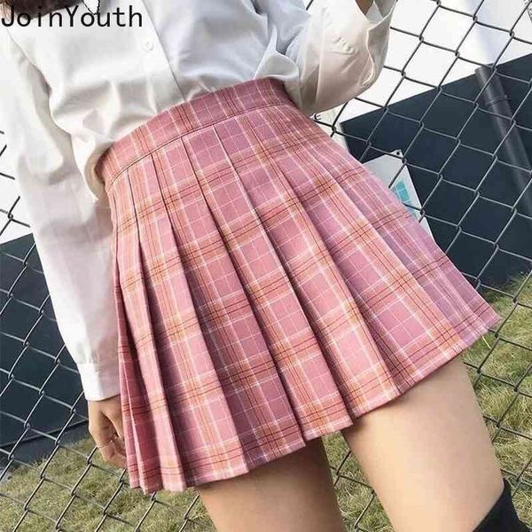 

joinyouth sweet pleated skirt girls mini skirts cute women school uniforms ladies harajuku preppy style plaid kawaii faldas 210331, Black