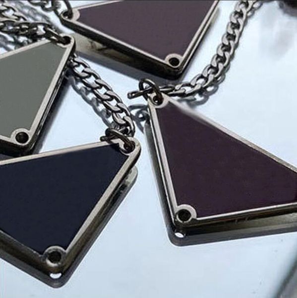 

men and women style metal thick chain p letter necklace triangle badge punk style hip hop clavicle chain jewelry, Silver