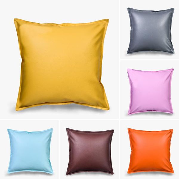 

cushion/decorative pillow pu leather pillowcases decoration cushions covers for sofa bed car seat cover waterproof throw pillows black 45x45