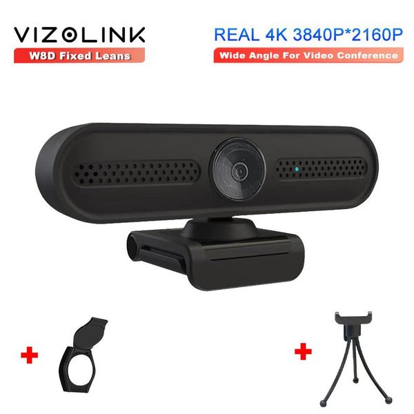 

webcams vizolink w8d webcam real 4k uhd 3840*2160p 800w pixels wide angle camera with 2 microphones and tripod for video conference