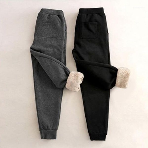 

women's pants & capris winter plus velvet thick cotton fleece padded trousers high waist large size cashmere warm gd1721, Black;white