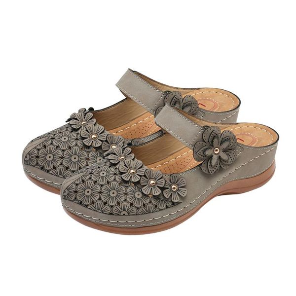 

daily shopping mules shoes closed toed vintage women backless sandals flowers casual antil slip dating beach flat slippers, Black