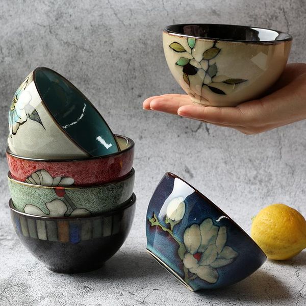 

salad rice bowls ceramic japanese classical handpainted kitchen tableware household restaurant soup bowl noodle