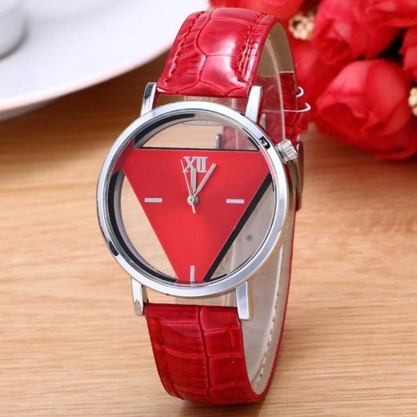 

wristwatches watch for women stylish reloj 2021 mens womens unique hollowed-out triangular dial black fashion vrouwen kijken frauenuhr, Slivery;brown