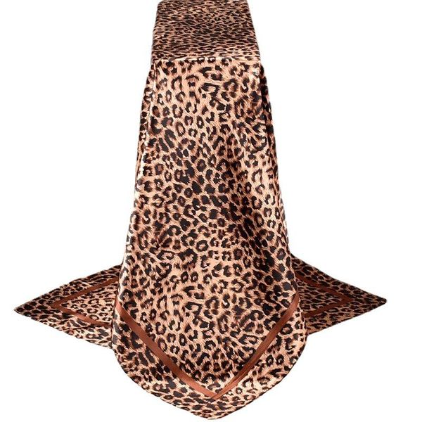 

scarves woman square scarf headband leopard print bandana silk muslim hijab, Blue;gray
