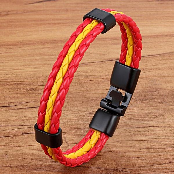 

charm bracelets tyo stainless steel men women spain germany france italy argentina national flag pu leather handmade jewelry, Golden;silver