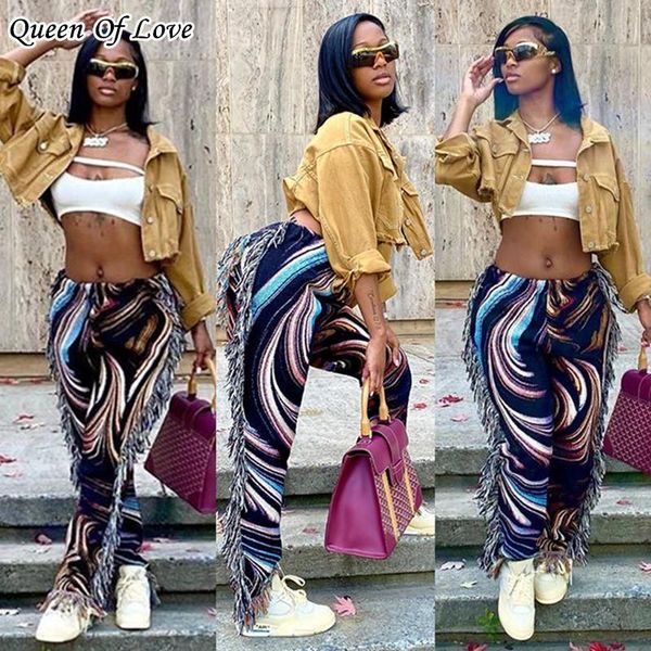 

women's pants & capris 2021 spring autumn women pant high waist activewear pencil trousers sporty print side tassel jogger sweatpants, Black;white