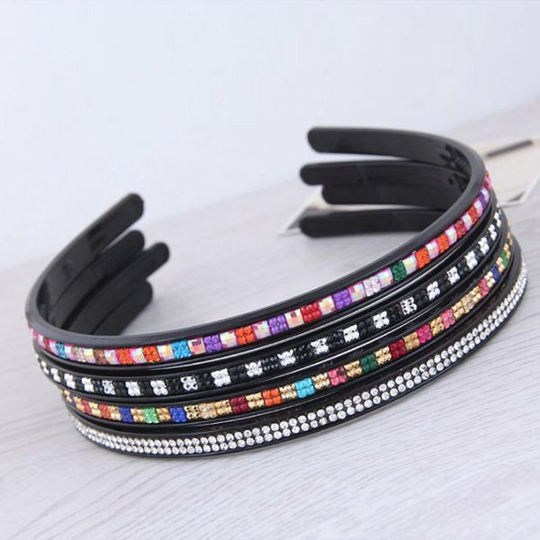 

hair accessories korean black resin rhinestone hairbands for women fashion jewelry bezel toothed non-slip headband girl ornament