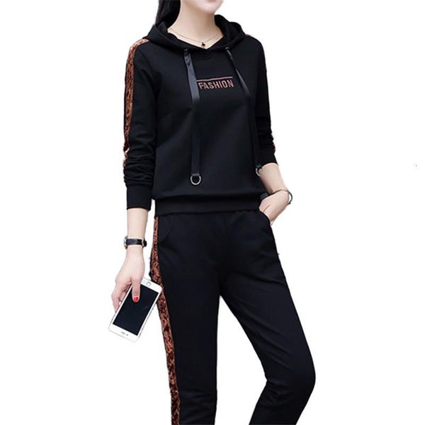 

two piece dress 2021 korean casual tracksuit set autumn hoodies and pants sport suit women thinner 2 pcs sportsuit russian, White
