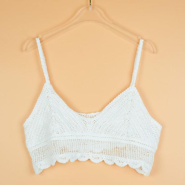 

women's tanks & camis women korean style solid tank knitted hollow out sweet simple temperament ladies vest, White