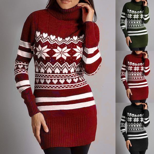 

2021 casual high collar christmas long sleeve woolen women's sweater, White;black