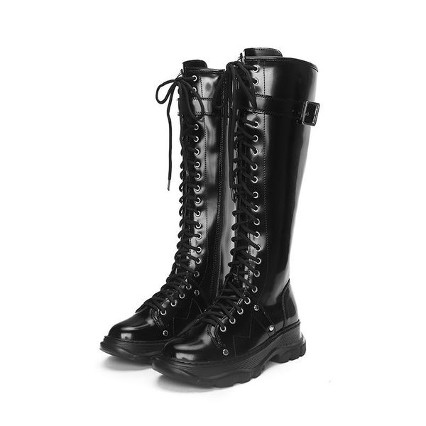 

women's boots waterproof platform lace-up zipper ladies shoes, Black