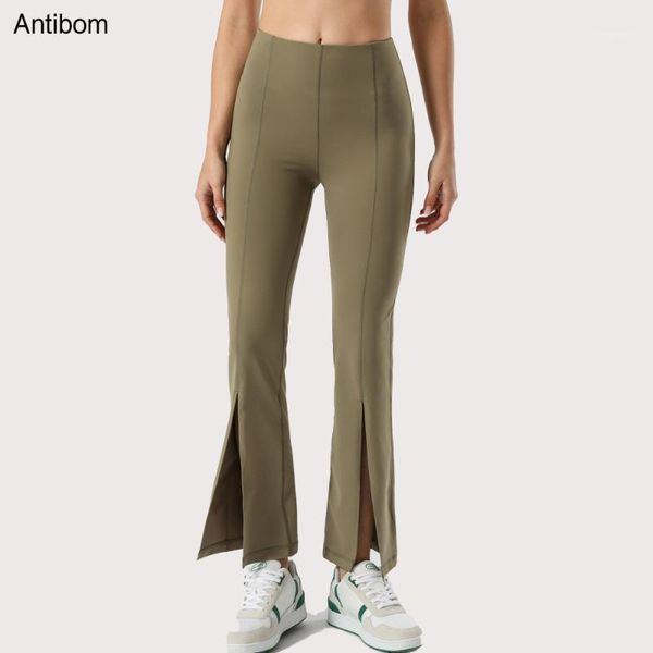 

yoga outfit antibom sports women's pants split design leggings high waist tummy control fitness gym workout wide leg female sportswear