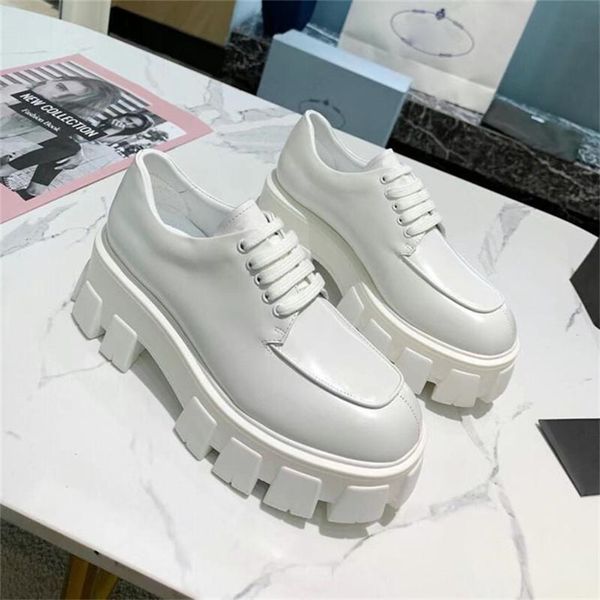 

desinger shoe women casual monolith triangle logo black genuine leather shoes increase platform sneakers cloudbust classic patent matte