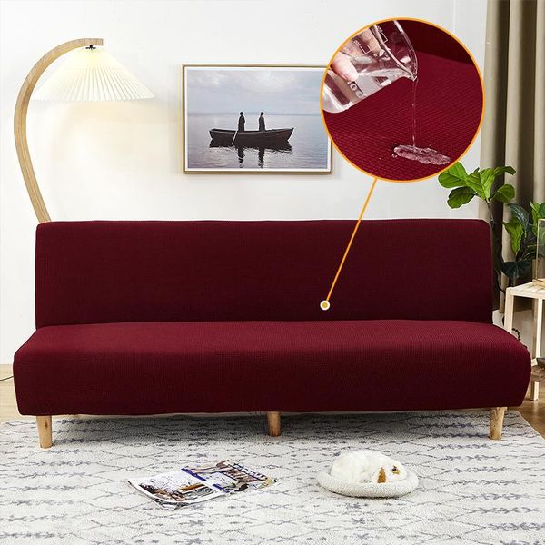 

chair covers solid color stretch waterproof folding sofa bed cover for living room elastic non slip armless couch winter slipcover