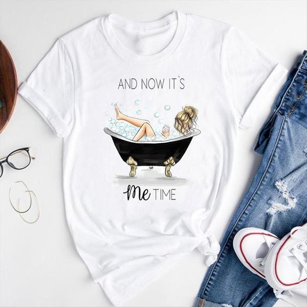 

graphic cartoon 90s happy women t shirts time lovely fashion print short sleeve summer female clothes tees shirt, White