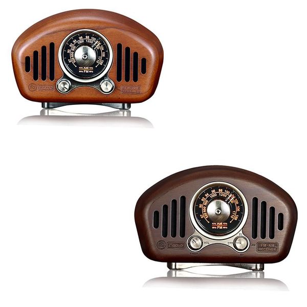 

vintage retro wood fm sd mp3 bluetooth transistor rechargeable radio with speaker, supports aux function portable speakers