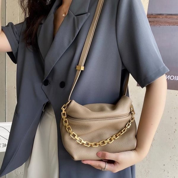 

niche design bag 2021 trendy chain fold dumpling leather shoulder messenger totes