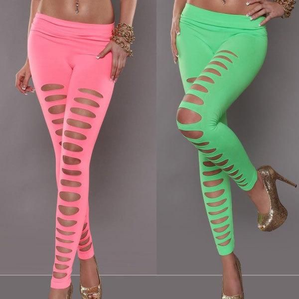 

women's leggings solid color cut out punk women fashion stretchy jeggings lady skinny legging pants, Black