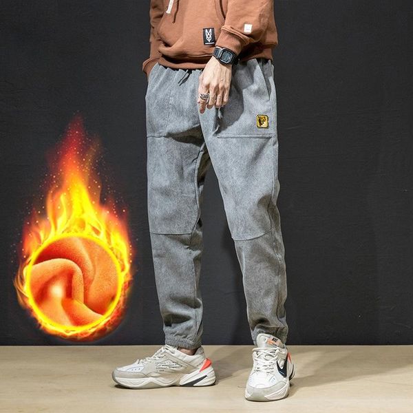 

men's pants corduroy fashion solid color retro casual men streetwear cotton harem mens trousers m-4xl y416, Black