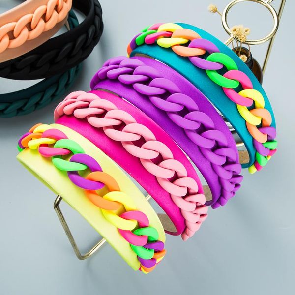

hair clips & barrettes colorful braided chain pastoral broad-brimmed headbands ladies travel gift 2021 fashion personality macaron accessori, Golden;silver