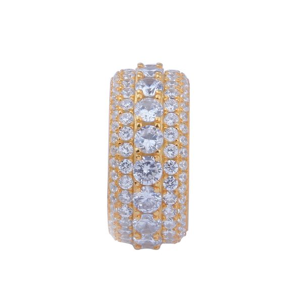 

s925 silver rings men real gold plated ring fashionhip hop rapper women man hiphop bling 3a cubic zirconia men's finger rings qualitly, Golden;silver