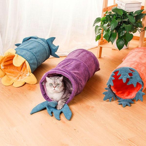 

winter warm cat bed plush soft portable foldable cute house cave sleeping bag cushion thickened pet kittens products beds & furniture