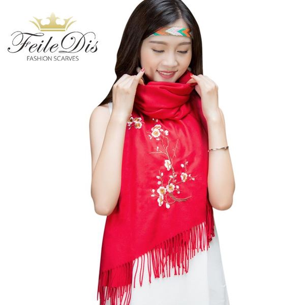 

scarves [feiledis]2021 cashmere shawl embroidered lady warm scarf double-sided thick fd199, Blue;gray