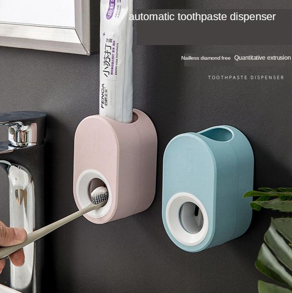 

fully automatic toothpaste dispenser hole punched toothbrush storage shelf wall hangers bathroom accessories holders