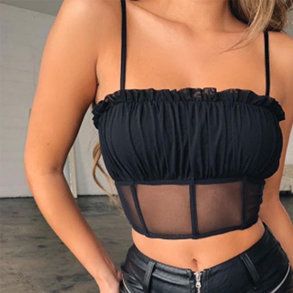 

summer cropped women camis blouse sleeveless vest ruffle t shirt womens and blouses roupas feminina, White