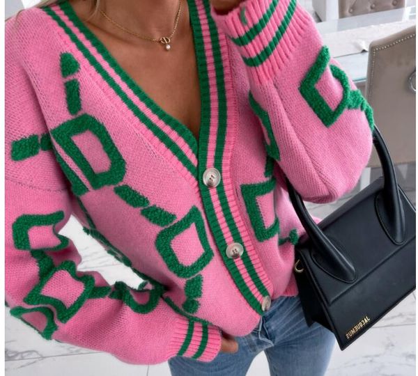 Sonbahar Kış Yeni Kadın Sweaters Gevşek Örgü Kartal Gd V-GD V YAZLI Düğmeler Damla Omuzlu Kovan Kazak Palto Kadın Şık Tığ Dış Giyim