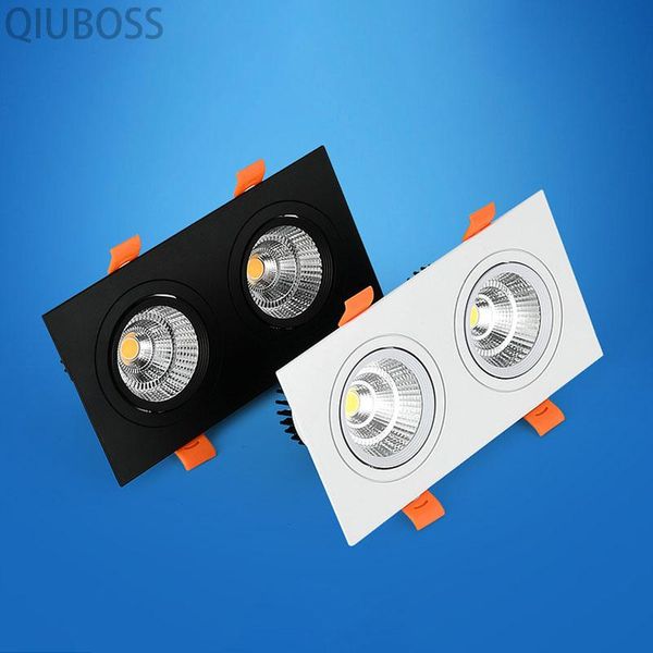 

downlights square double head led dimmable downlight cob recessed ceiling spotlight 10w/14w/18w/24w/30w/36w ac90~260v indoor lighting
