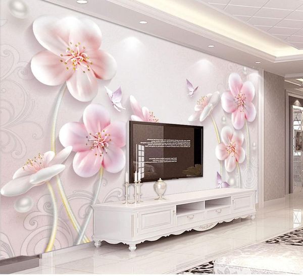 

wallpapers bacaz 3d relief plum-blossom flower wallpaper mural for wedding room tv backaground po wall paper