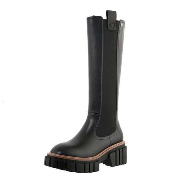 

boots memunia est square heel platform shoes women knee high round toe fashion autumn winter long ladies black l9bh