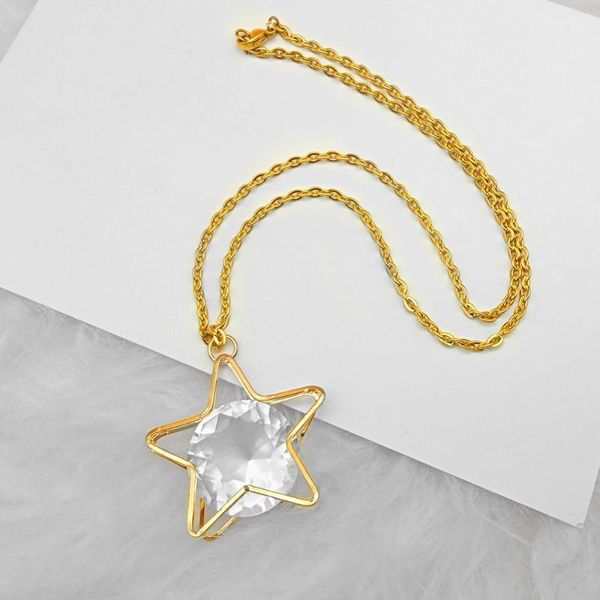 

pendant necklaces zircon necklace 14k color preserving five-pointed star blessing jewelry clavicle chain ogan energy crystal, Silver