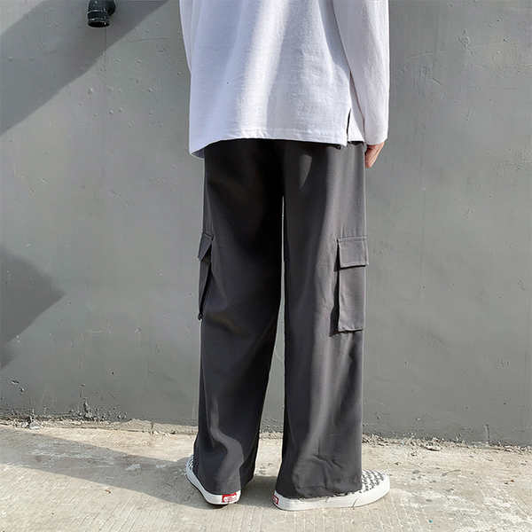 

men casual pants solid safari style loose simple harajuku streetwear bf mopping draped hipsters leisure all-match chic s-3xl new, Black