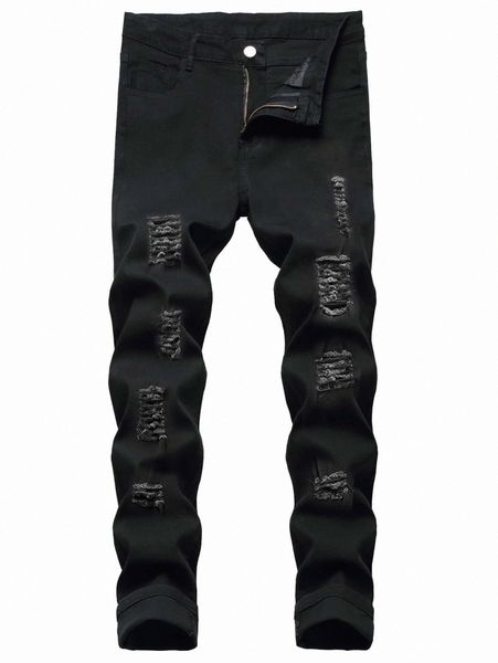 

romwe guys ripped jeans 518u#, Blue