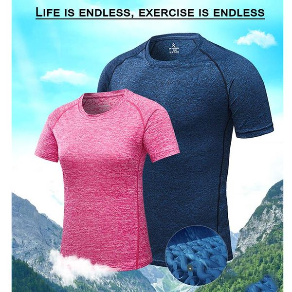 

summer t-shirt fitness men's quick dry tshirt women outdoor sports tshirts gym man sportswear running jerseys, Black;blue