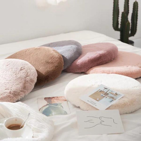 

cushion/decorative pillow imitation hair round cushion thickened washable dressing stool plush tatami bay window home decor