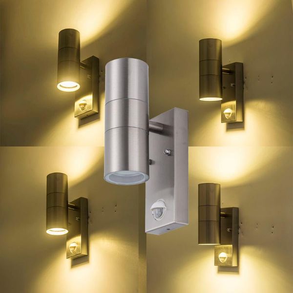 

ac85-240v stainless steel led wall light induction movement sensor lamp use els, communities and villa garden outdoor lamps
