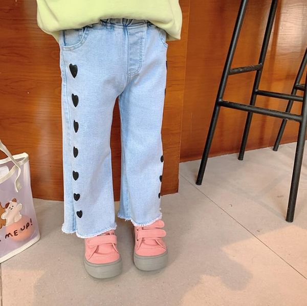 

jeans 2021 arrival girls boys denim long pants autumn fashion kids jean 2-8 years wu947, Blue