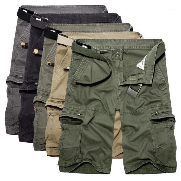 

men's shorts men cargo pants army green multi pocket plus size man military knee length boardshorts, White;black