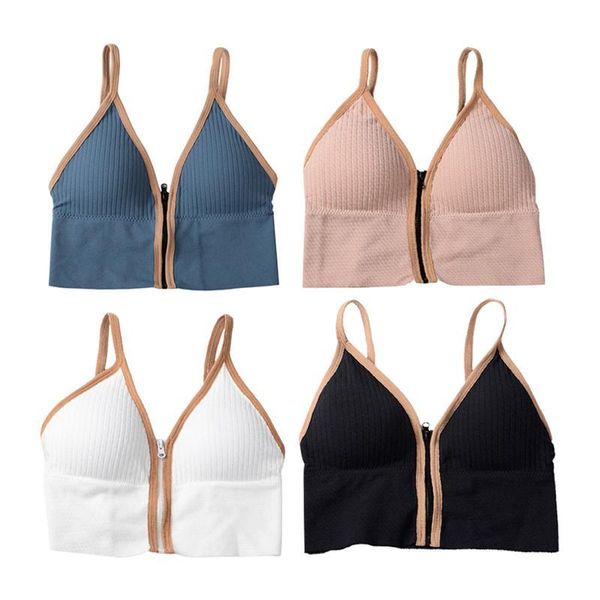 

camisoles & tanks 4pcs female vests short sports fashionable zipper, Black;white