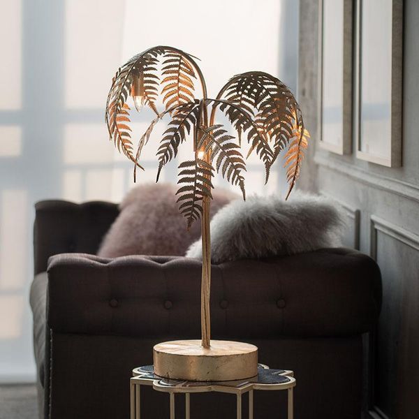 

table lamps modern living room palm leaf lamp warm bedroom bedside decoration full copper led