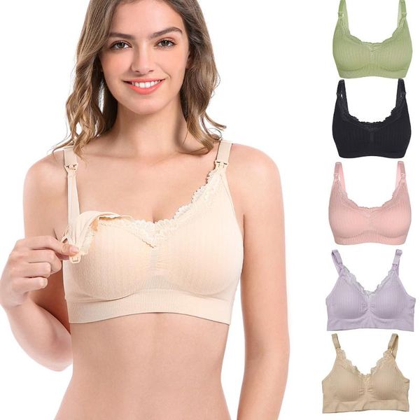 

breastfeeding bra underwear women's lace underwire bras adjusted-strap plus size brasserie pregnancy push up maternity intimates, White