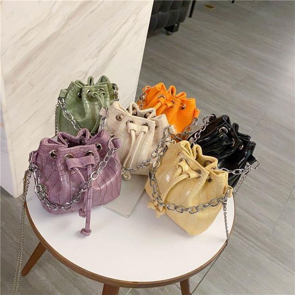 

evening bags crocodile pattern portable bucket bag