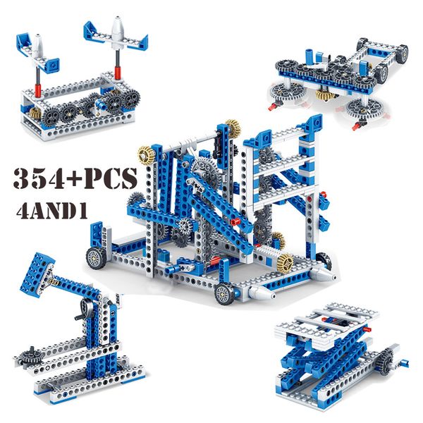 

DIY Assembly Bricks Stem Toys For Children Mechanical Gear Technic Building Blocks Engineering 4 In 1 Kids Educational Toys Gift