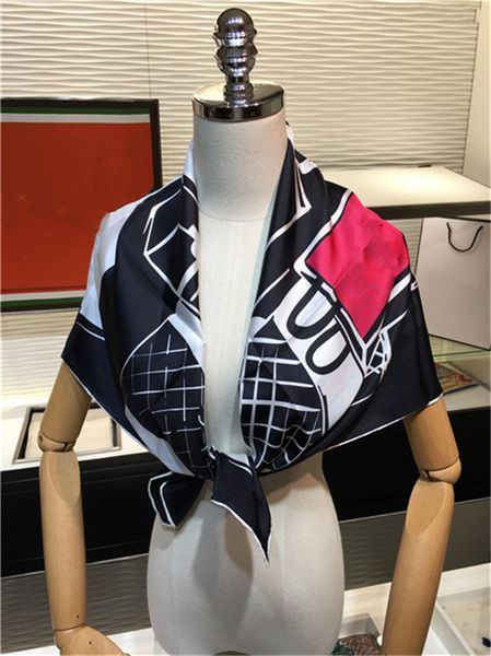 

luxury new boutique women's silk scarf fashion high-grade women's twill silk 90*90cm square selling scarf, Blue;gray
