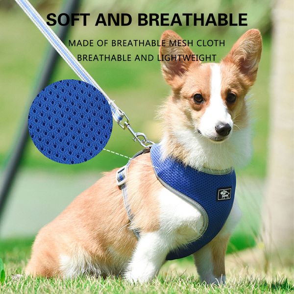 

reflective pet dog harness vest soft mesh breathable vest for puppy dogs cats chest strap outdoor walking training pets supplies
